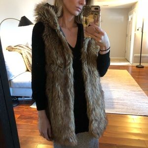 ZARA brown faux fur vest